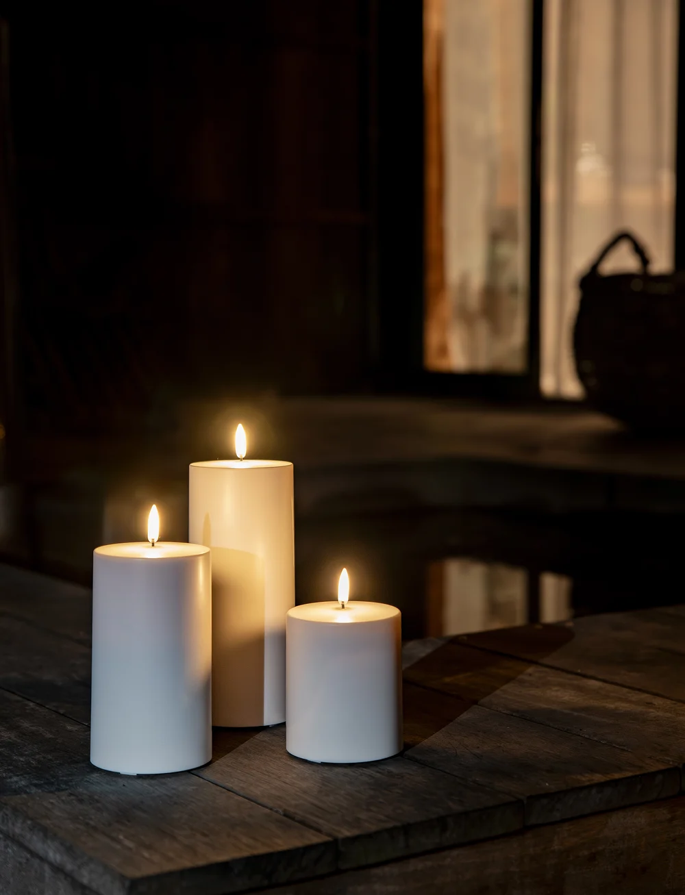 Uyuni LED outdoor Kerze, weiss